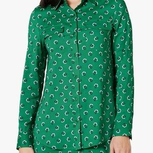 Amazon Essentials Georgette Long Sleeve Relaxed Fit Shirt Green White Floral -S